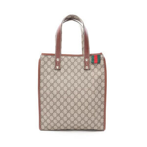 Gucci GG Plus Sherry Tote Bag Canvas Leather Multicolor Beige Brown